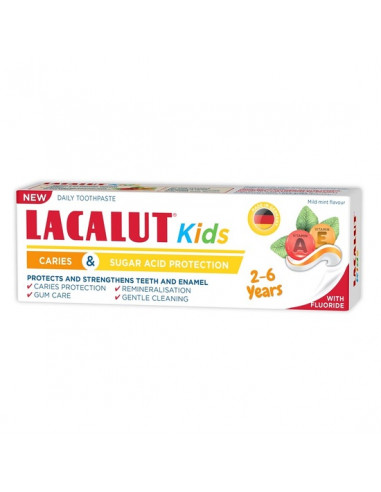 Pasta de dinti 2-6 ani kids, 55 ml, Lacalut - PASTA-DE-DINTI - LACALUT