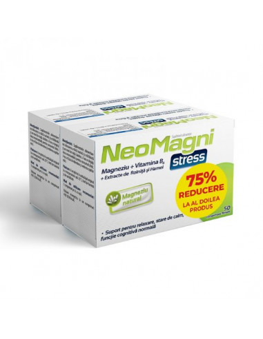 Pachet NeoMagni Stress, 50 comprimate 1+1 la 75% la al doilea produs, Aflofarm - STRES-SI-SOMN - AFLOFARM