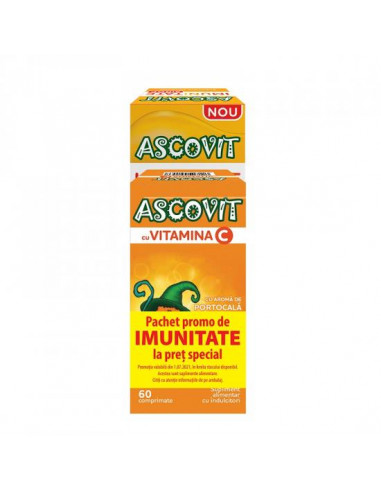 Pachet Sirop pentru imunitate Ascovit, 150 ml + Ascovit cu Vitamina C aroma de portocala, 60 comprimate - COPII - GSK SRL OMEGA PHARMA