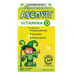 Ascovit cu Vitamina D, aroma de lamaie, 50 comprimate