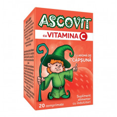 Ascovit cu Vitamina C aroma de capsuni, 20 comprimate
