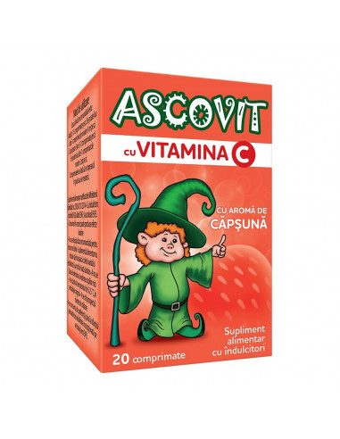 Ascovit cu Vitamina C aroma de capsuni, 20 comprimate - IMUNITATE-COPII - GSK SRL OMEGA PHARMA