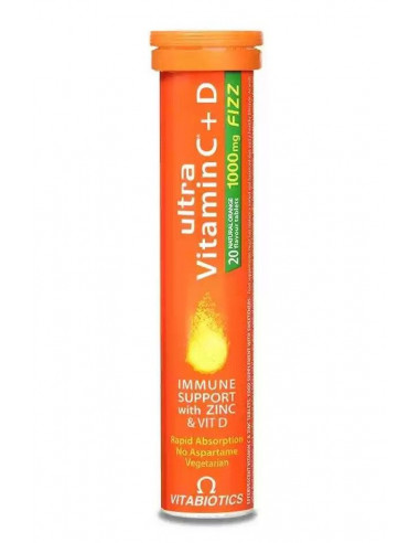 Ultra Vitamina C + D Fizz 1000mg, 20 tablete efervescente, Vitabiotics - IMUNITATE - VITABIOTICS LTD.