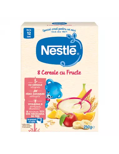 Nestle 8 Cereale Fructe, 250g, + 12 luni - CEREALE-BISCUITI - NESTLE