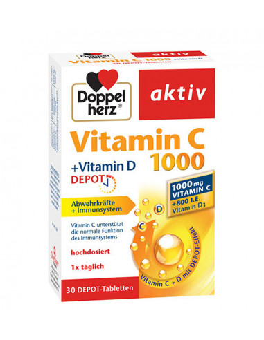 Doppelherz Aktiv Vitamina C 1000mg + Vitamina D, 30comprimate - IMUNITATE - DOPPELHERZ