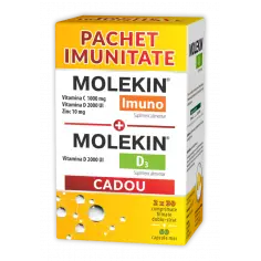 Pachet Imunitate Molekin Imuno 2 cutii 30 comprimate + Vitamina D3 1 cutie 60 ccomprimate CADOU Zdrovit