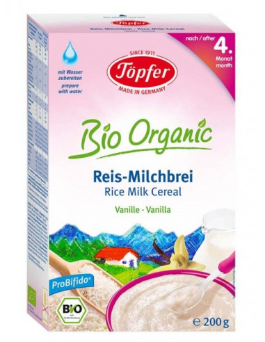 Topfer Cereale Gris de Orez cu Lapte si Vanilie, +4luni, 200g - CEREALE-TOPFER - TOPFER