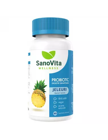 Probiotic jeleuri cu aroma de ananas, 60 bucati, Sanovita Wellness - PROBIOTICE-SI-PREBIOTICE - SANO VITA