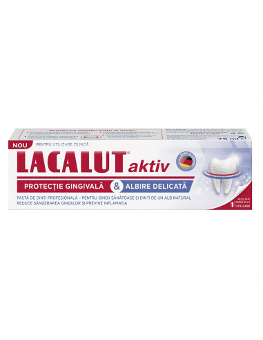 Pastă de dinți Lacalut Aktiv Protecție gingivală și Albire delicată, 75 ml, Theiss Naturwaren -  - LACALUT