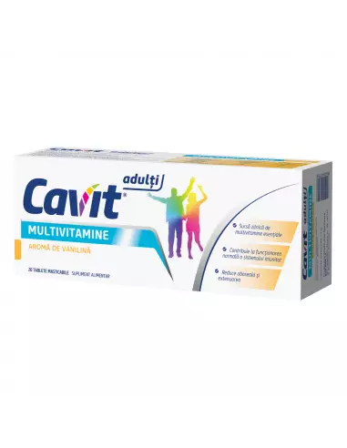 Cavit Multivitamine Adulti cu aroma de vanilie, 20 tablete masticabile, Biofarm - VITAMINE-SI-MINERALE - BIOFARM