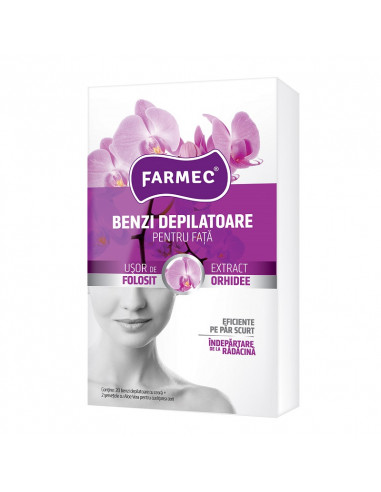Benzi depilatoare pentru fata cu extract de orhidee, 20 bucati, Farmec - PRODUSE-EPILARE - FARMEC