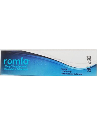 ROMLA 25 mg/25 mg/g, crema, 30g - ANESTEZICE-LOCALE - ELANTIS FARMA SRL