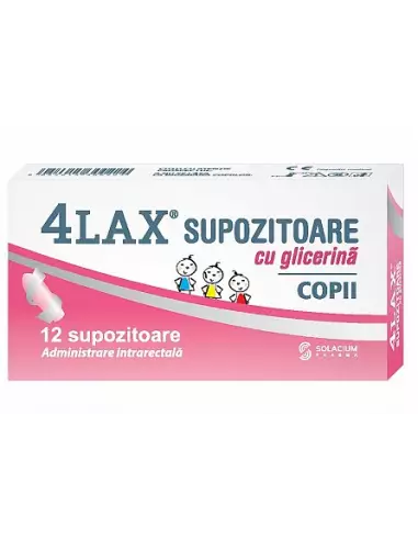 Supozitoare cu glicerina copii 4LAX, 12 bucati - CONSTIPATIE - SOLACIUM PHARMA