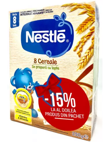 Nestle 8 Cereale cu bifidus 250 g, de la 8 luni,1+15% la al doilea PROMO - CEREALE-BISCUITI - NESTLE
