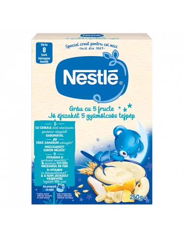 Nestle Cereale Grau cu 5 fructe, 250g, de la 8 luni - CEREALE-BISCUITI - NESTLE