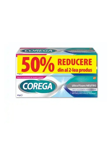 Pachet Crema adeziva pentru proteza Neutro + 50% reducere la al doilea produs, 2 x 40g, Corega -  - COREGA