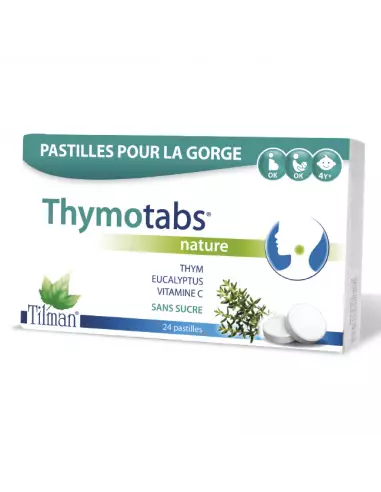Thymotabs nature cu vitamina C, 24 comprimate, Tilman - DURERE-DE-GAT - EWOPHARMA AG
