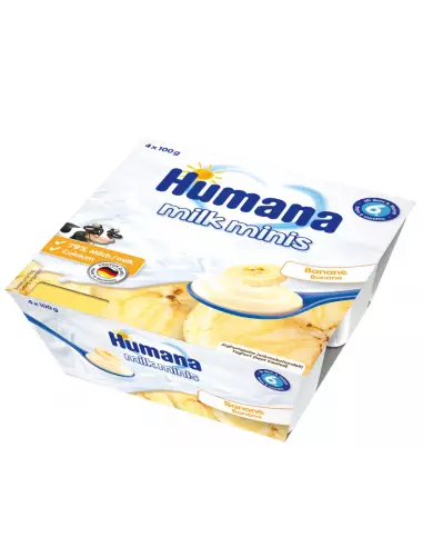 Iaurt cu banane,+ 6 luni, 4x100 g, Humana - FORMULE-LAPTE - HUMANA