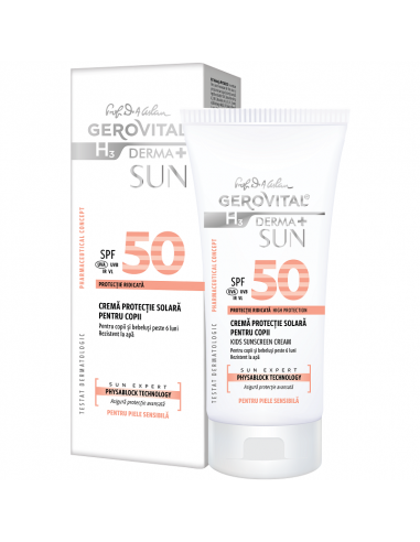 Crema protectie solara pentru copii SPF 50 Gerovital H3 Derma+ SUN, 100 ml, Farmec - PROTECTIE-SOLARA-COPII - GEROVITAL