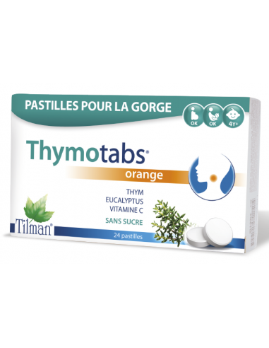 Thymotabs Orange si Vitamina C, 24 comprimate, Tilman - DURERE-DE-GAT - EWOPHARMA AG