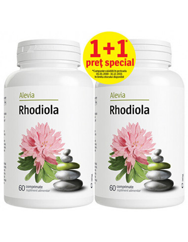 Rhodiola supliment alimentar, 60+60 comprimate, Alevia - STRES-SI-SOMN - ALEVIA