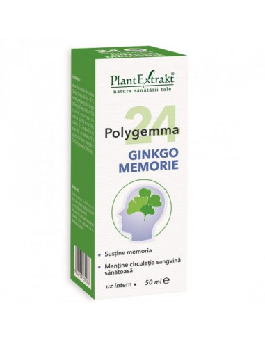 Polygemma 24 Ginkgo memorie, 50ml, Plantextrakt - MEMORIE-SI-CONCENTRARE - PLANTEXTRAKT