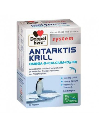 Krill Antarctic Omega 3 Calciu D3 B1, 60 tablete, Doppelherz -  - DOPPELHERZ