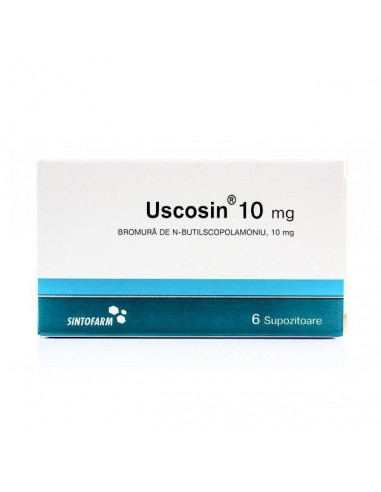 Uscosin 10 mg, 6 supozitoare, Sintofarm - ANTISPASTICE - SINTOFARM SA..