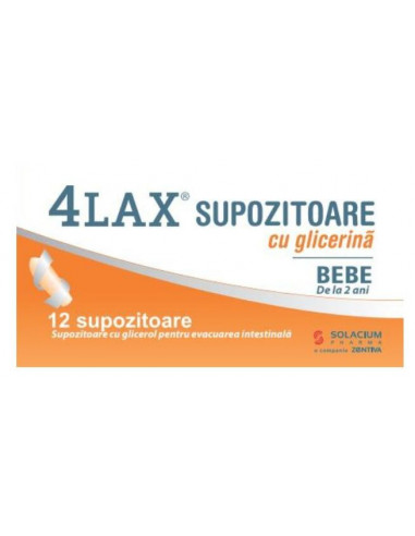 4Lax, Supozitoare cu glicerina Bebe, 12 bucati -  - SOLACIUM PHARMA SRL