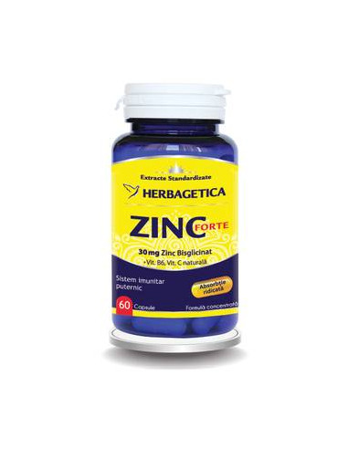 Zinc Forte, 60 capsule, Herbagetica - IMUNITATE - HERBAGETICA