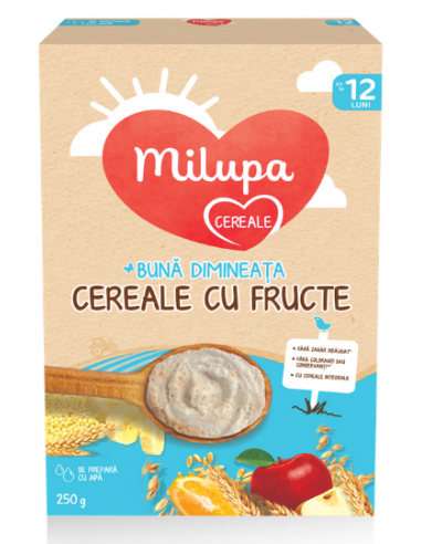 Cereale cu Fructe Buna Dimineata, +12 luni, 250gr, Milupa - CEREALE-BISCUITI - MILUPA