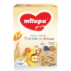 Cereale Musli Junior 7 cereale cu 5 fructe, +1 an, 250g, Milupa