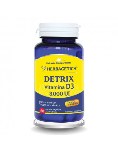 Detrix Vitamina D3 3000UI, 60 capsule, Herbagetica - ARTICULATII-SI-SISTEM-OSOS - HERBAGETICA
