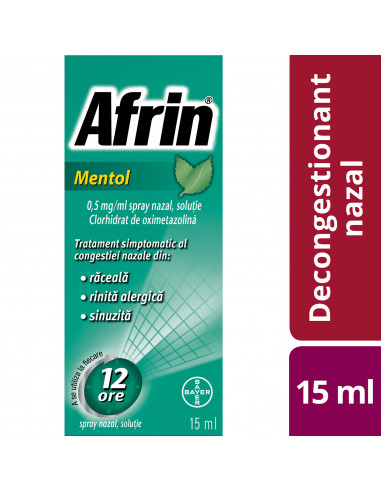 Afrin Mentol Spray nazal, 15 ml, Bayer - NAS-INFUNDAT - BAYER
