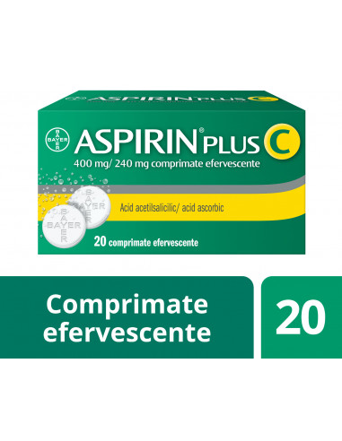 Aspirin Plus C, 400mg/240mg, 20 comprimate efervescente, Bayer - RACEALA-GRIPA - BAYER