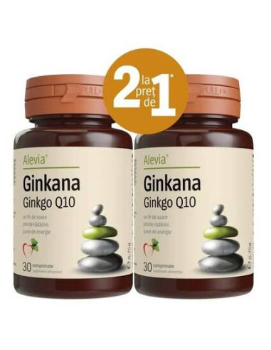 Pachet Ginkana Ginkgo Q10, 30 comprimate, Alevia (1+1 ) - AFECTIUNI-CARDIOVASCULARE - ALEVIA