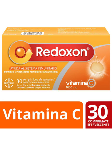 Redoxon vitamina C 1000 mg cu aroma de portocale, sprijin imunitar esential, 30 comprimate  efervescente, Bayer - IMUNITATE - BAYER