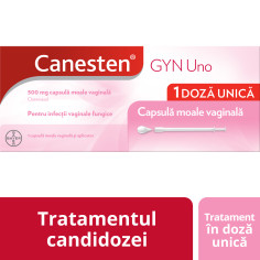 Canesten GYN Uno 500 mg capsula moale vaginala, Clotrimazol, Bayer - HTTPS://WWW.FARMACIILEDAV.RO/MEDICATIE-PE-AFECTIUNI/AFECTIUNI-GENITALE - BAYER