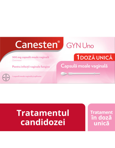 Canesten GYN Uno 500 mg capsula moale vaginala, Clotrimazol, Bayer - AFECTIUNI-GENITALE - BAYER