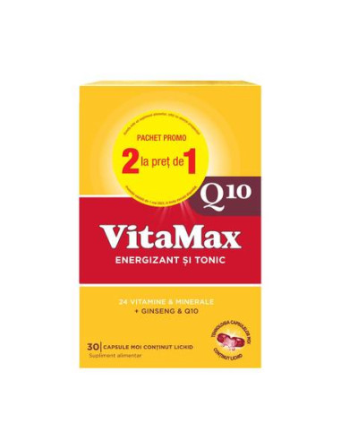 Vitamax Q10, 30 capsule, oferta 1+1, Perrigo - AFECTIUNI-CARDIOVASCULARE - OMEGA PHARMA 