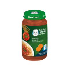 Piure Bio spaghete integrale cu carne de vita, +12 luni, 250 g, Gerber