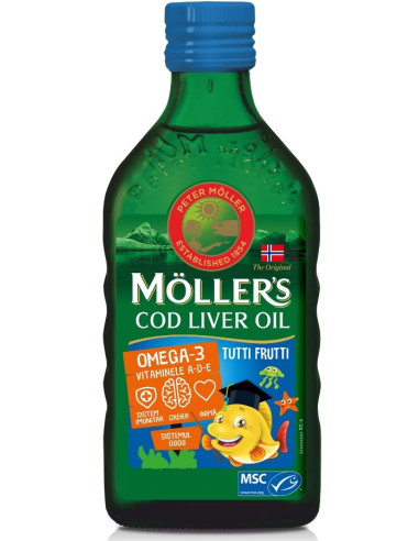 Moller's Cod Liver Oil Omega-3 tutti frutti, 250 ml - MEMORIE-SI-CONCENTRARE - MOLLER'S
