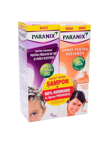 Pachet Paranix Sampon, 100 ml + Spray pentru preventie, 100 ml, Omega Pharma - HTTPS://WWW.FARMACIILEDAV.RO/INGRIJIRE-PERSONALA/INGRIJIRE-PAR/PENTRU-PADUCHI - GSK SRL OMEGA PHARMA