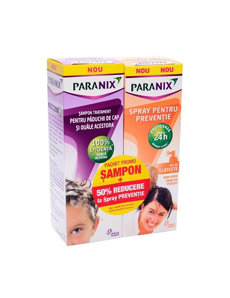 Pachet Paranix Sampon, 100 ml + Spray pentru preventie, 100 ml, Omega Pharma