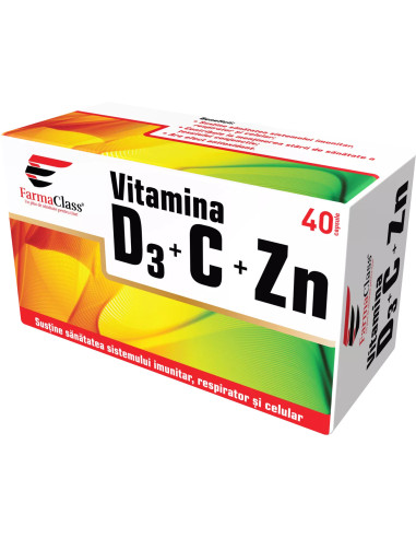 Vitamina C+Zn+D3, 40 comprimate, FarmaClass - IMUNITATE - FARMACLASS