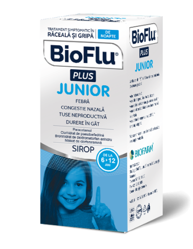 Bioflu Plus Junior sirop, 100 ml, Biofarm - TUSE-GRIPA - BIOFARM