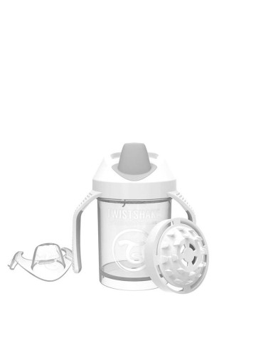 Cana cu tetina adaptor moale Mini Cup, alba, +4 luni, 230 ml, Twistshake - BIBEROANE-SI-ACCESORII - TWISTSHAKE