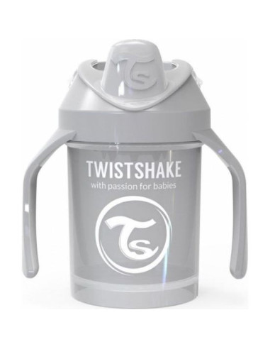 Cana cu tetina adaptor moale Mini Cup, gri, +4 luni, 230 ml, Twistshake -  - TWISTSHAKE