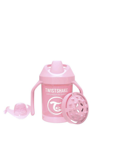 Cana cu tetina adaptor moale Mini Cup, roz, +4 luni, 230 ml, Twistshake - BIBEROANE-SI-ACCESORII - TWISTSHAKE