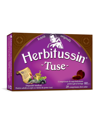 Herbitussin Tuse, 24 comprimate, USP Romania - TUSE-SEACA - USP